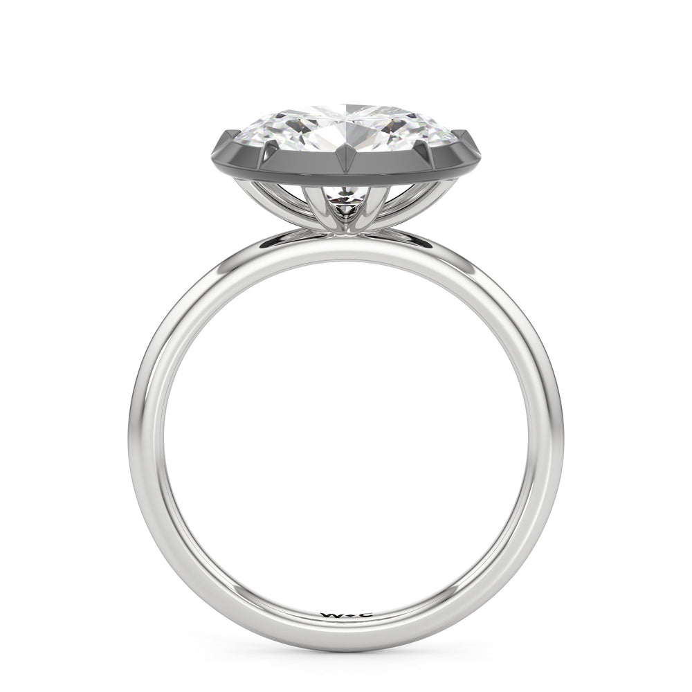 The Élodie Engagement Ring with West Oval Cut Diamond in 14KT White & Black Gold view 2
