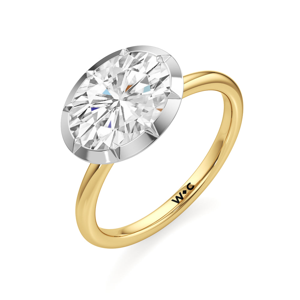 The Élodie Engagement Ring with West Oval Cut Diamond in 14KT Yellow & White Gold view 4
