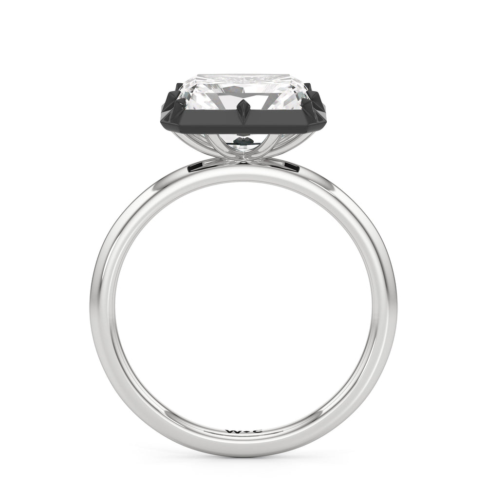 The Élodie Engagement Ring with West Radiant Cut Diamond in 14KT White & Black Gold view 2
