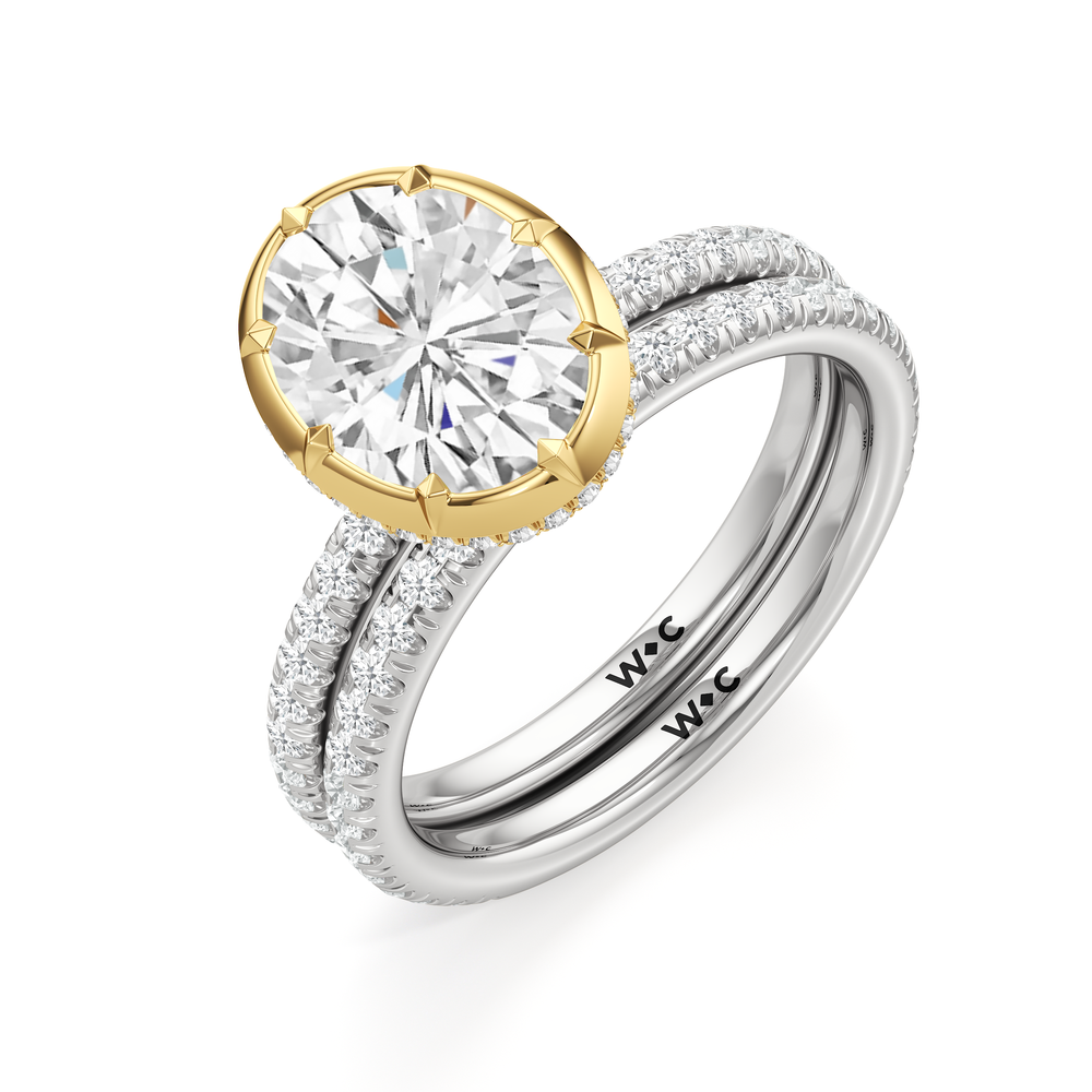 The Fleuron Engagement Ring with Pear Cut Diamond in 14KT White & Yellow Gold view 4

