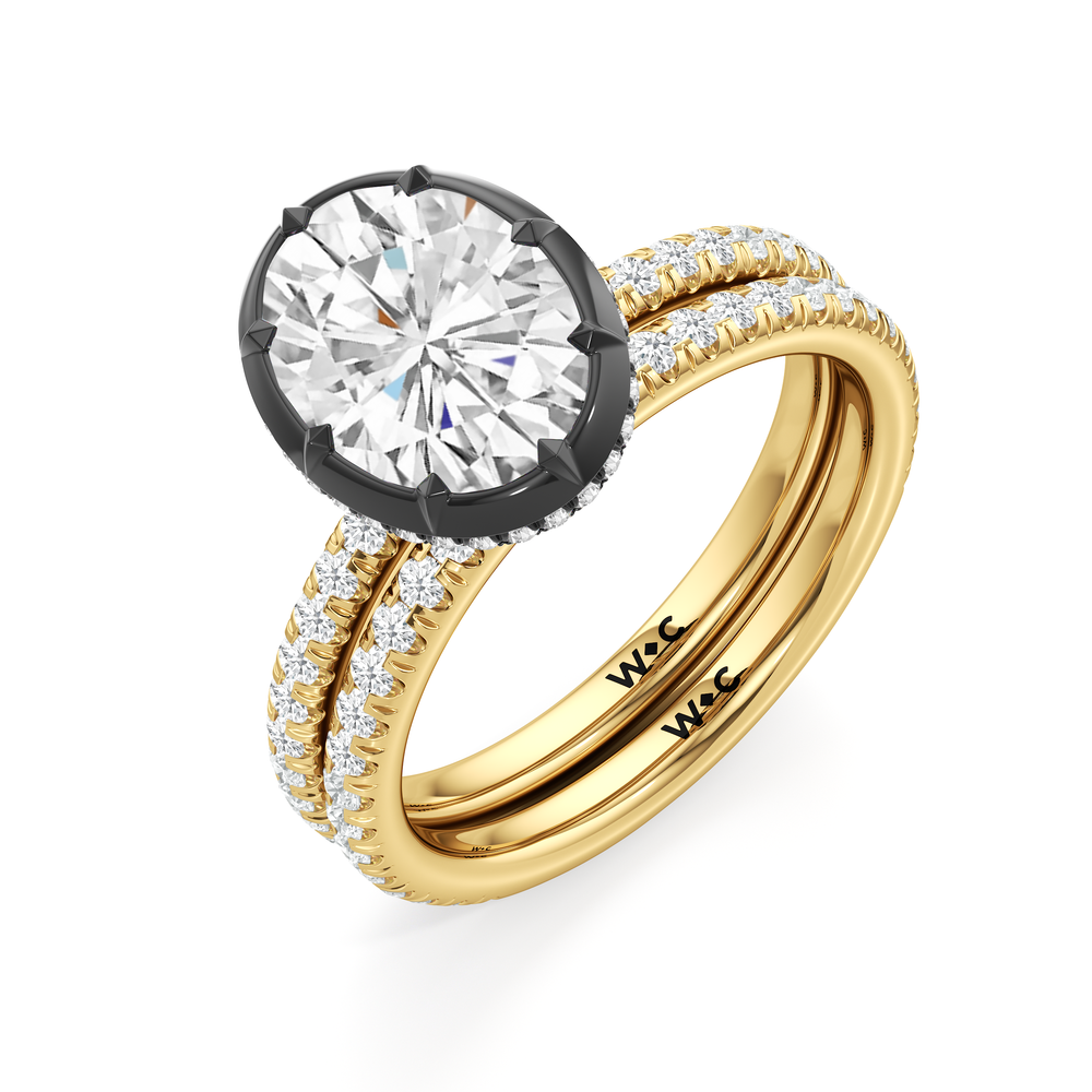 The Fleuron Engagement Ring with Pear Cut Diamond in 14KT Yellow & Black Gold view 4
