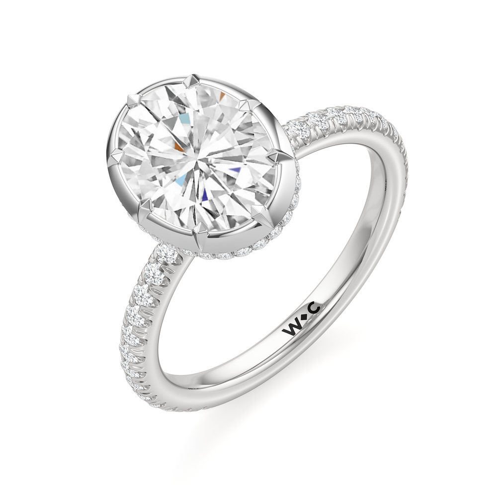 The Fleuron Engagement Ring with Oval Cut Diamond in 14KT Platinum view 3
