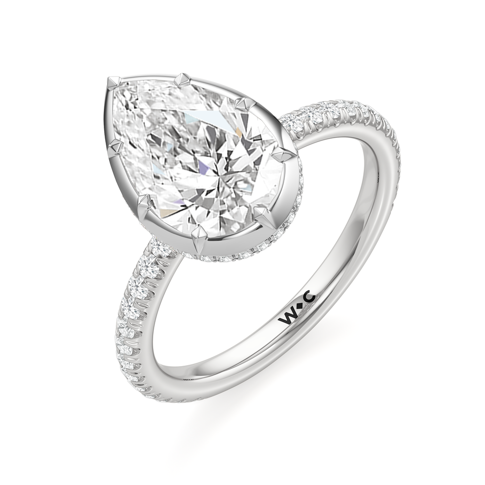 The Fleuron Engagement Ring with Pear Cut Diamond in 14KT Platinum view 3
