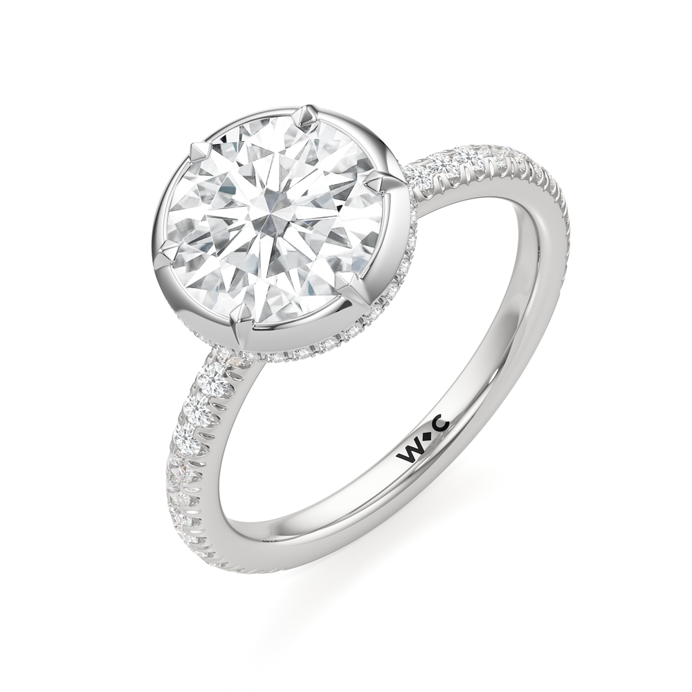 The Fleuron Engagement Ring with Round Cut Diamond in 14KT Platinum view 3
