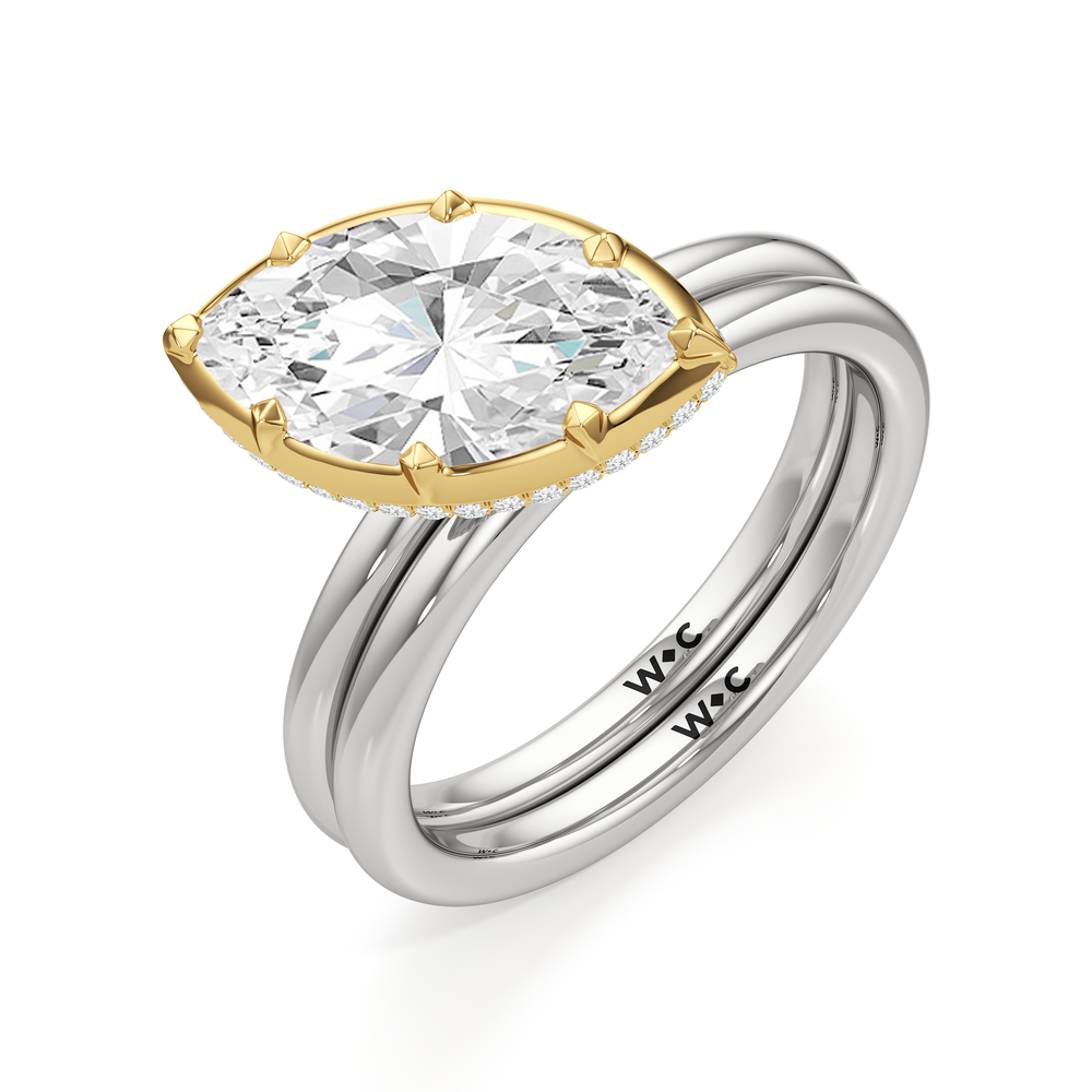The Lilt Engagement Ring with Oval Cut Diamond in 14KT White & Yellow Gold view 4
