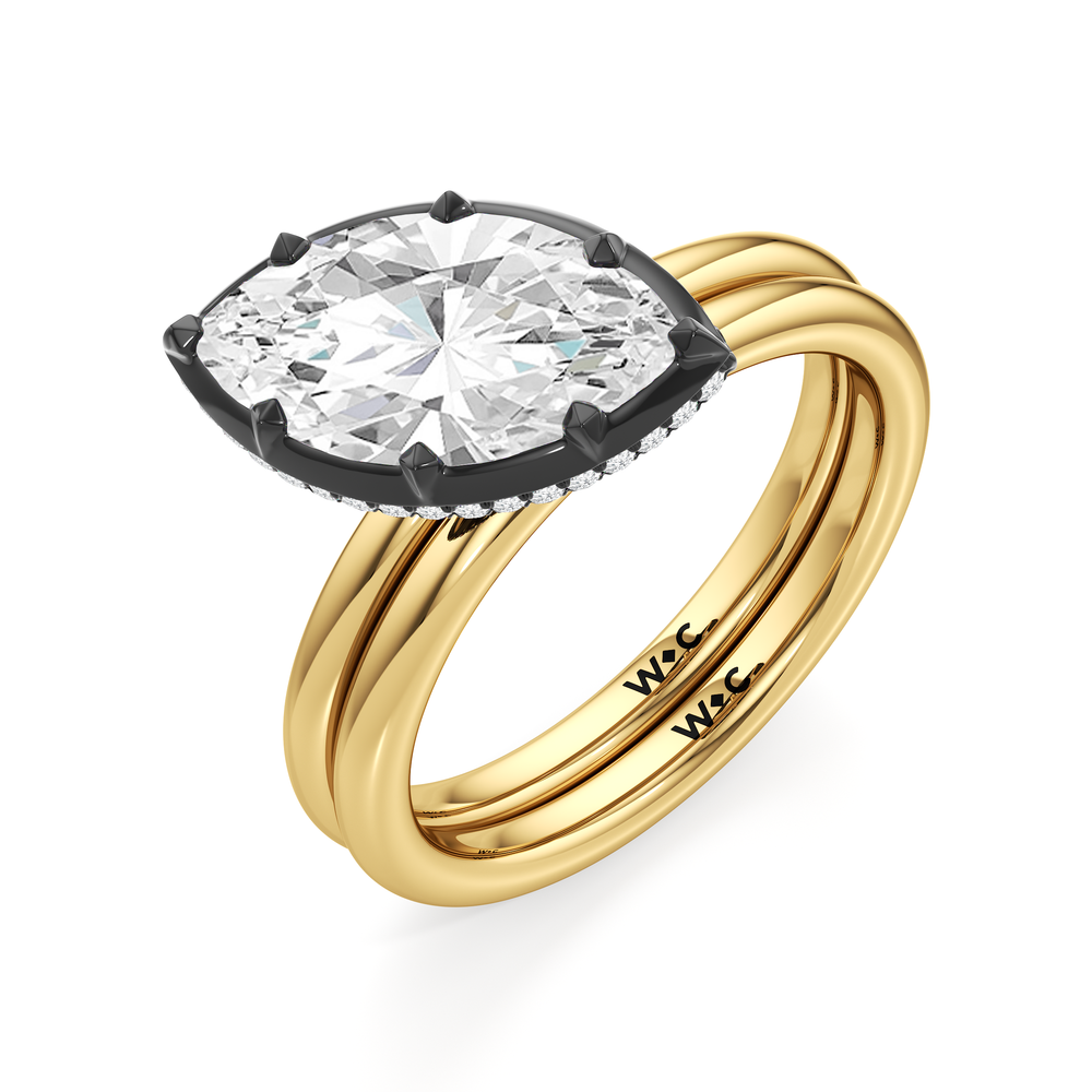 The Lilt Engagement Ring with Oval Cut Diamond in 14KT Yellow & Black Gold view 4
