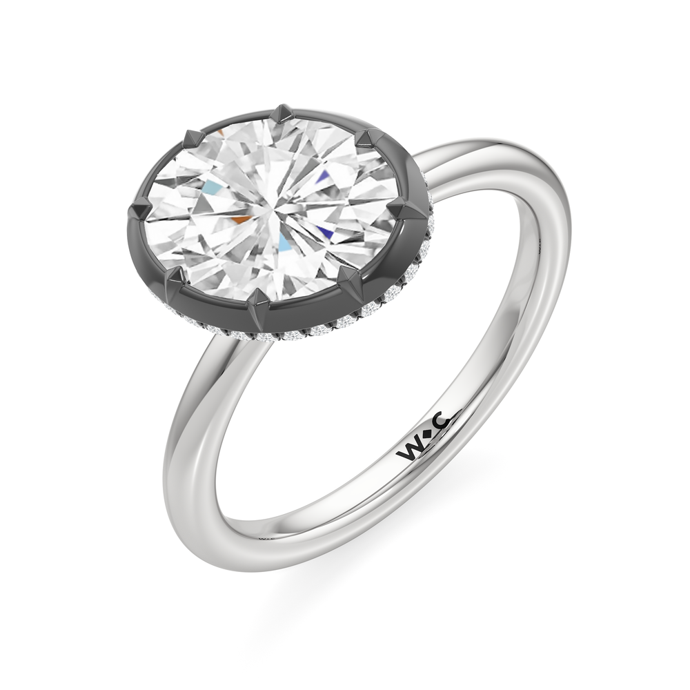 The Lilt Engagement Ring with Oval Cut Diamond in 14KT White & Black Gold view 3
