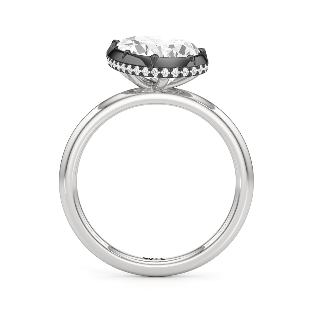 The Lilt Engagement Ring with Pear Cut Diamond in 14KT White & Black Gold view 2
