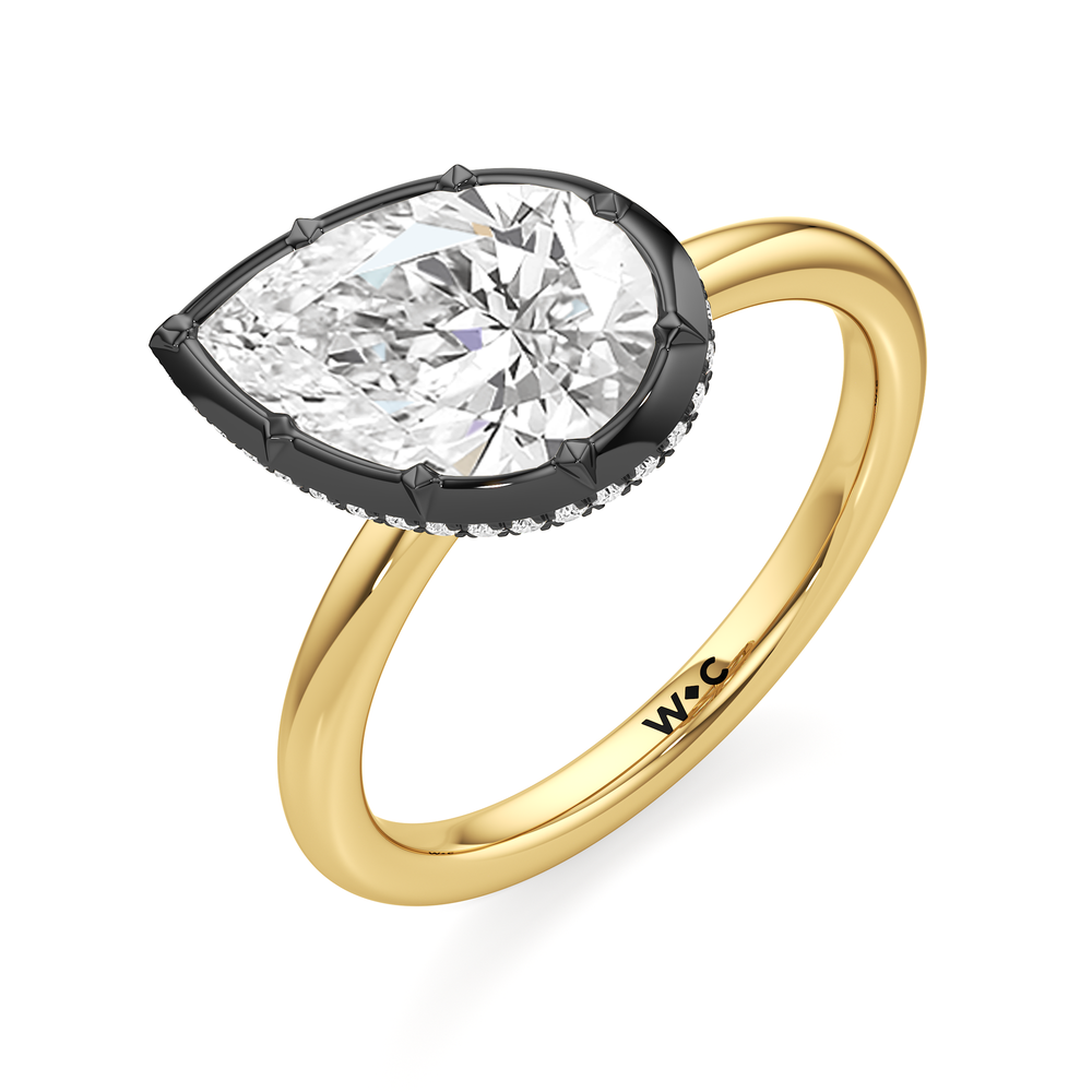 The Lilt Engagement Ring with Pear Cut Diamond in 14KT Yellow & Black Gold view 3

