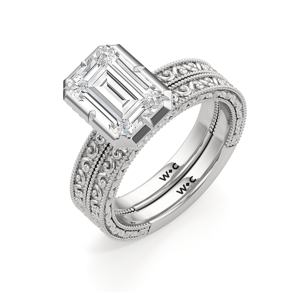 The Aurore Engagement Ring with Cushion Cut Diamond in 14KT Platinum view 4
