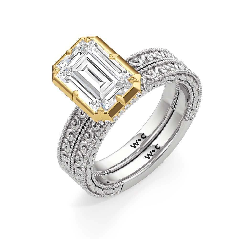 The Aurore Engagement Ring with Oval Cut Diamond in 14KT White & Yellow Gold view 4
