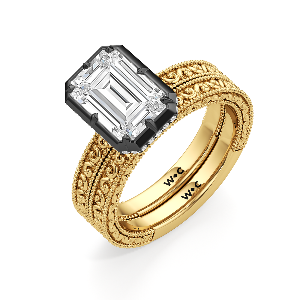 The Aurore Engagement Ring with Oval Cut Diamond in 14KT Yellow & Black Gold view 5
