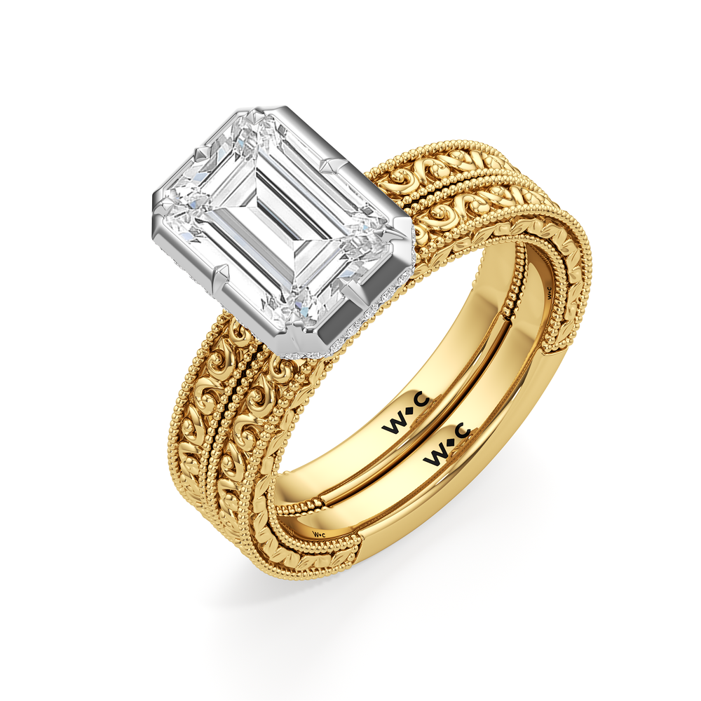 The Aurore Engagement Ring with Oval Cut Diamond in 14KT Yellow & White Gold view 4

