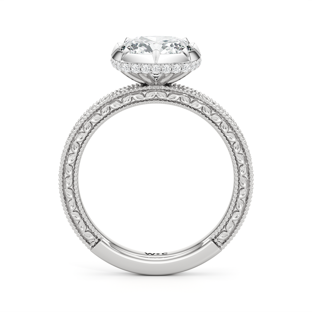 The Aurore Engagement Ring with Cushion Cut Diamond in 14KT Platinum view 2
