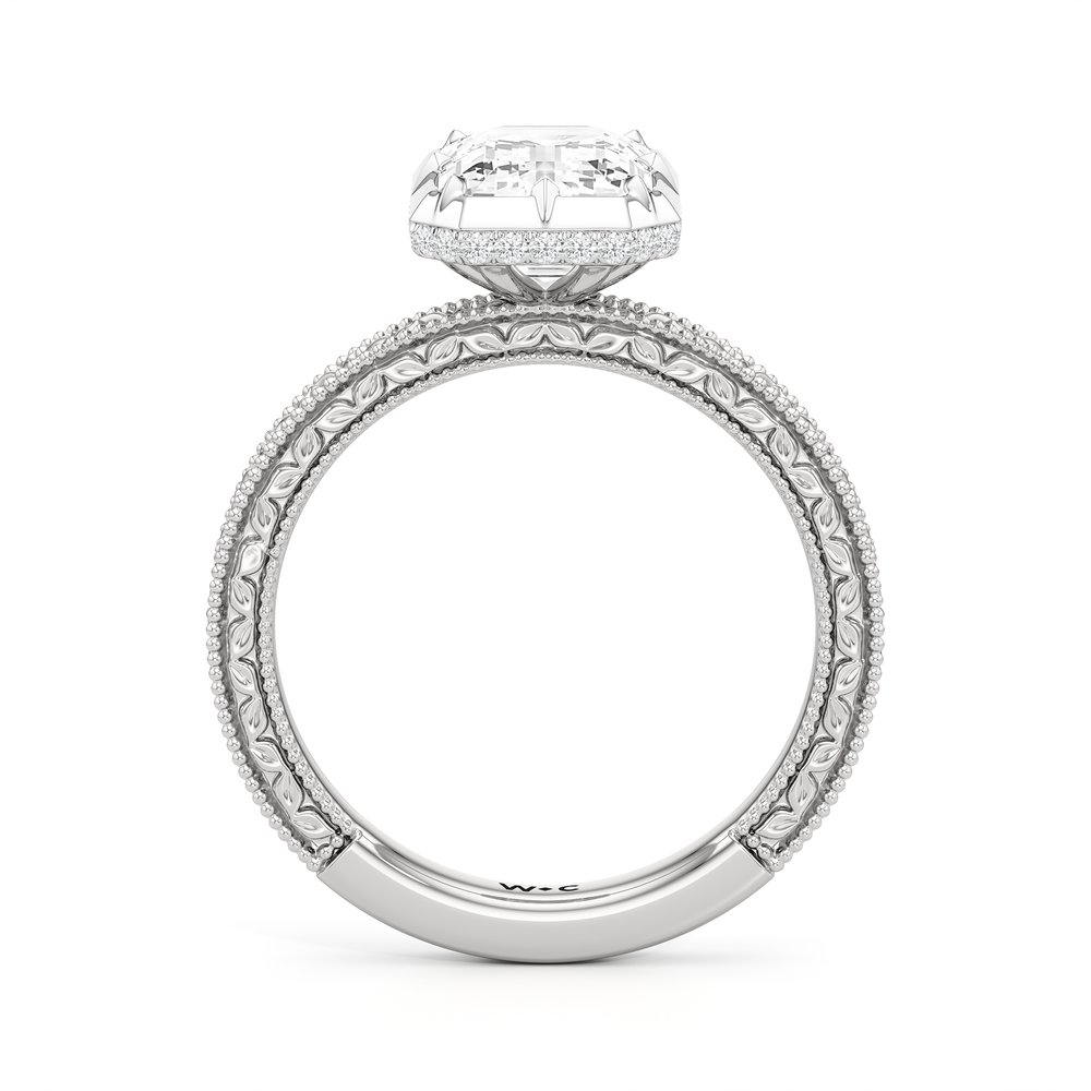 The Aurore Engagement Ring with Emerald Cut Diamond in 14KT Platinum view 2
