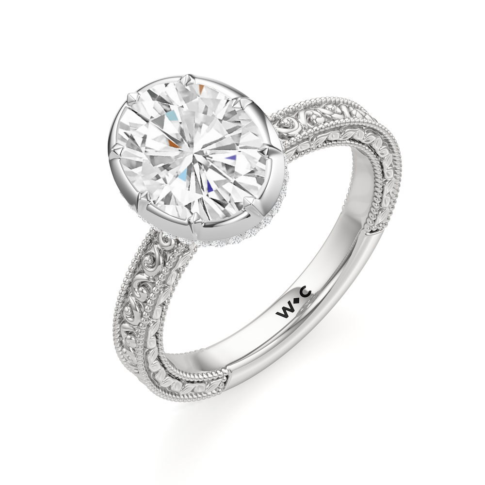 The Aurore Engagement Ring with Oval Cut Diamond in 14KT Platinum view 3
