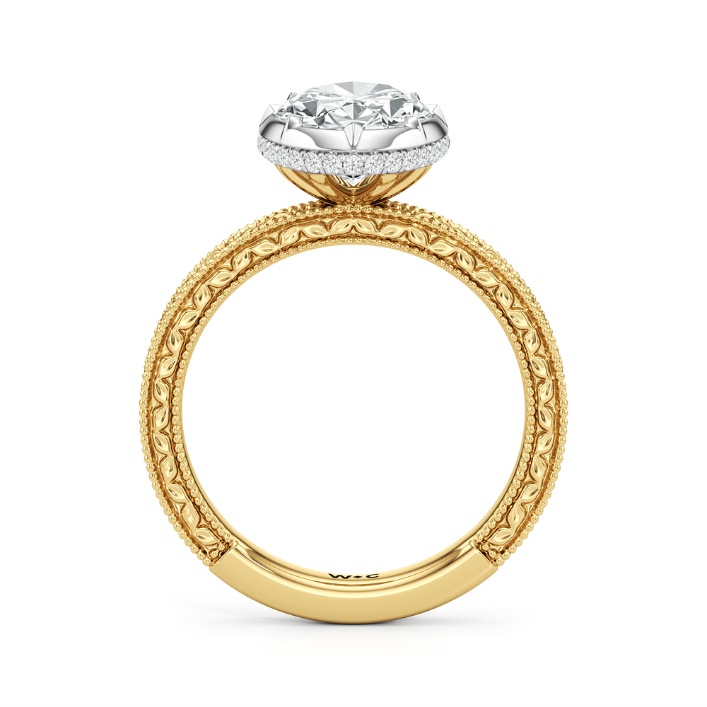 The Aurore Engagement Ring with Oval Cut Diamond in 14KT Yellow & White Gold view 2
