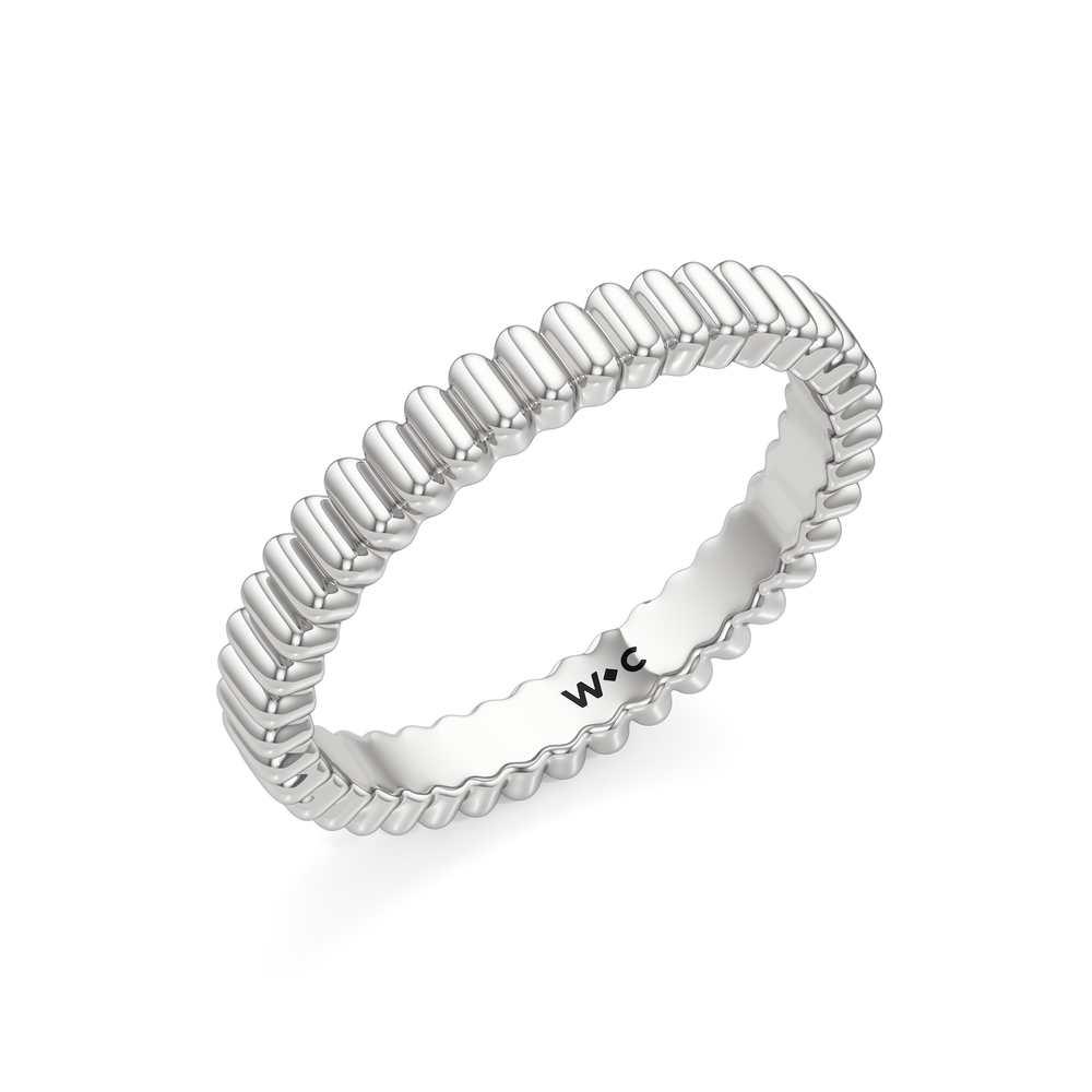 Solrae Textured Solitaire Wedding Band with Platinum Cut Diamond in 14KT Platinum view 4
