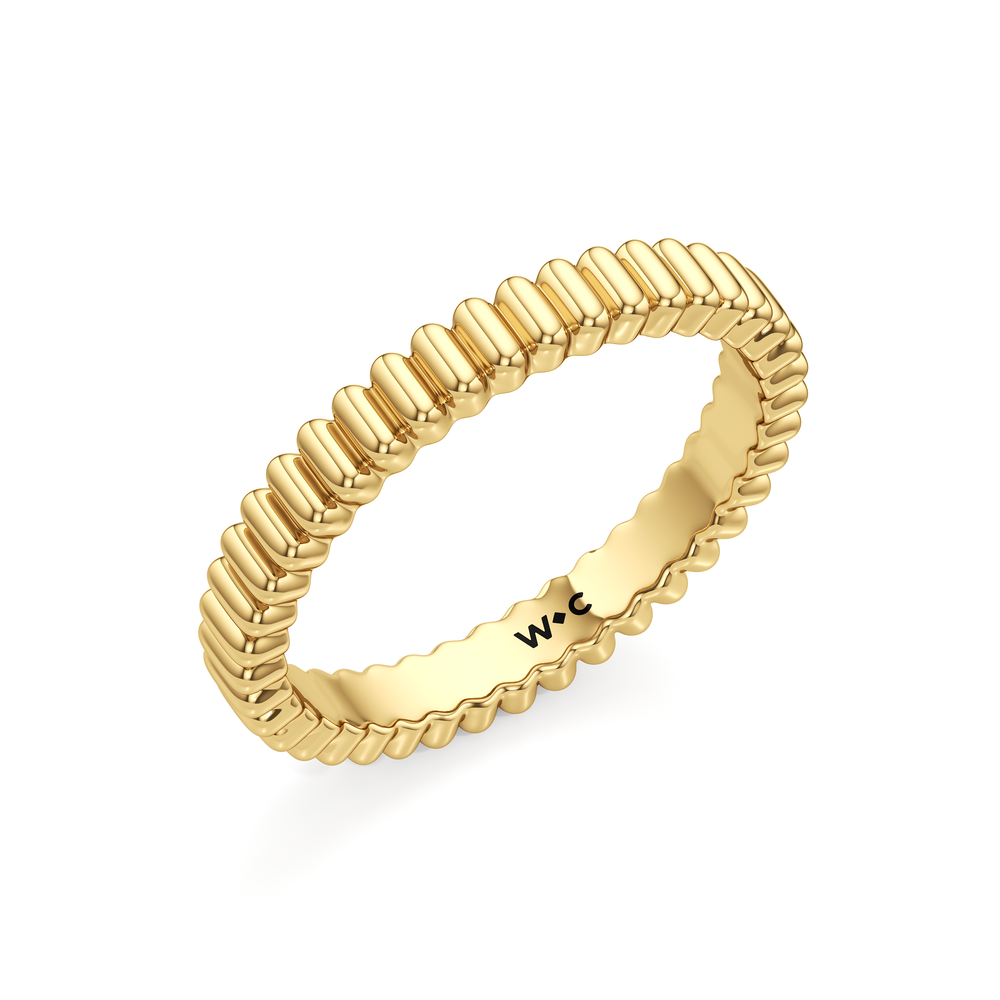 Solrae Textured Solitaire Wedding Band with 18KT Yellow Gold Cut Diamond in 14KT Yellow Gold view 4
