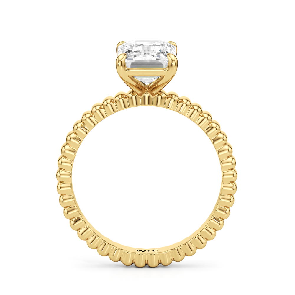 Solrae Textured Solitaire Engagement Ring with Emerald Cut Diamond in 14KT Yellow Gold view 2
