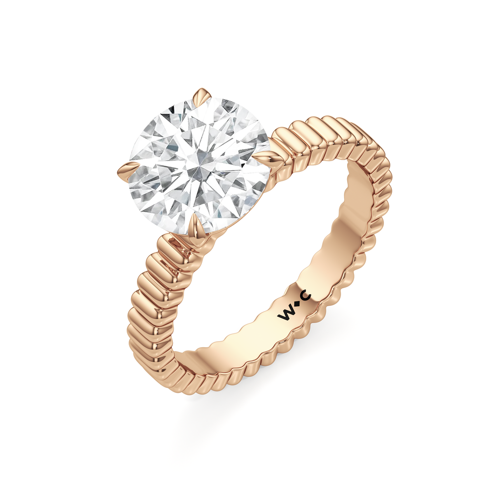 Solrae Textured Solitaire Engagement Ring with Round Cut Diamond in 14KT Rose Gold view 3
