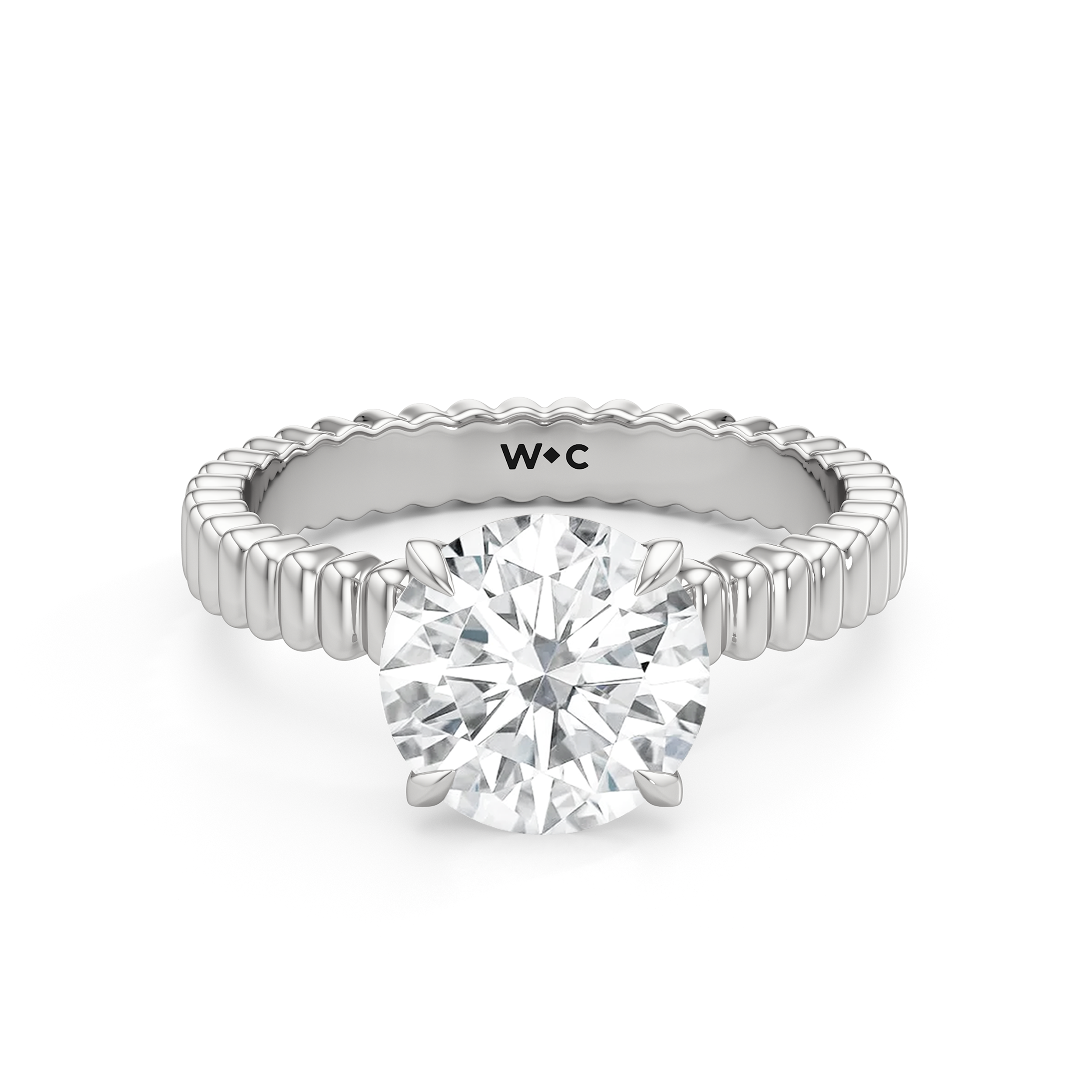 Solrae Textured Solitaire Engagement Ring (E+ VVS+) – With Clarity