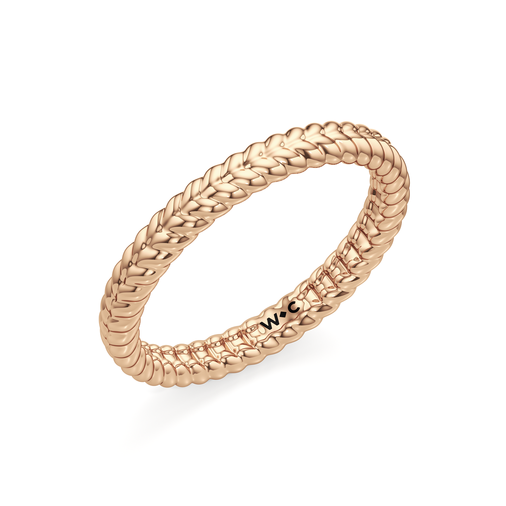 Faye Braided Wedding Band with 18KT Rose Gold Cut Diamond in 14KT Rose Gold view 4
