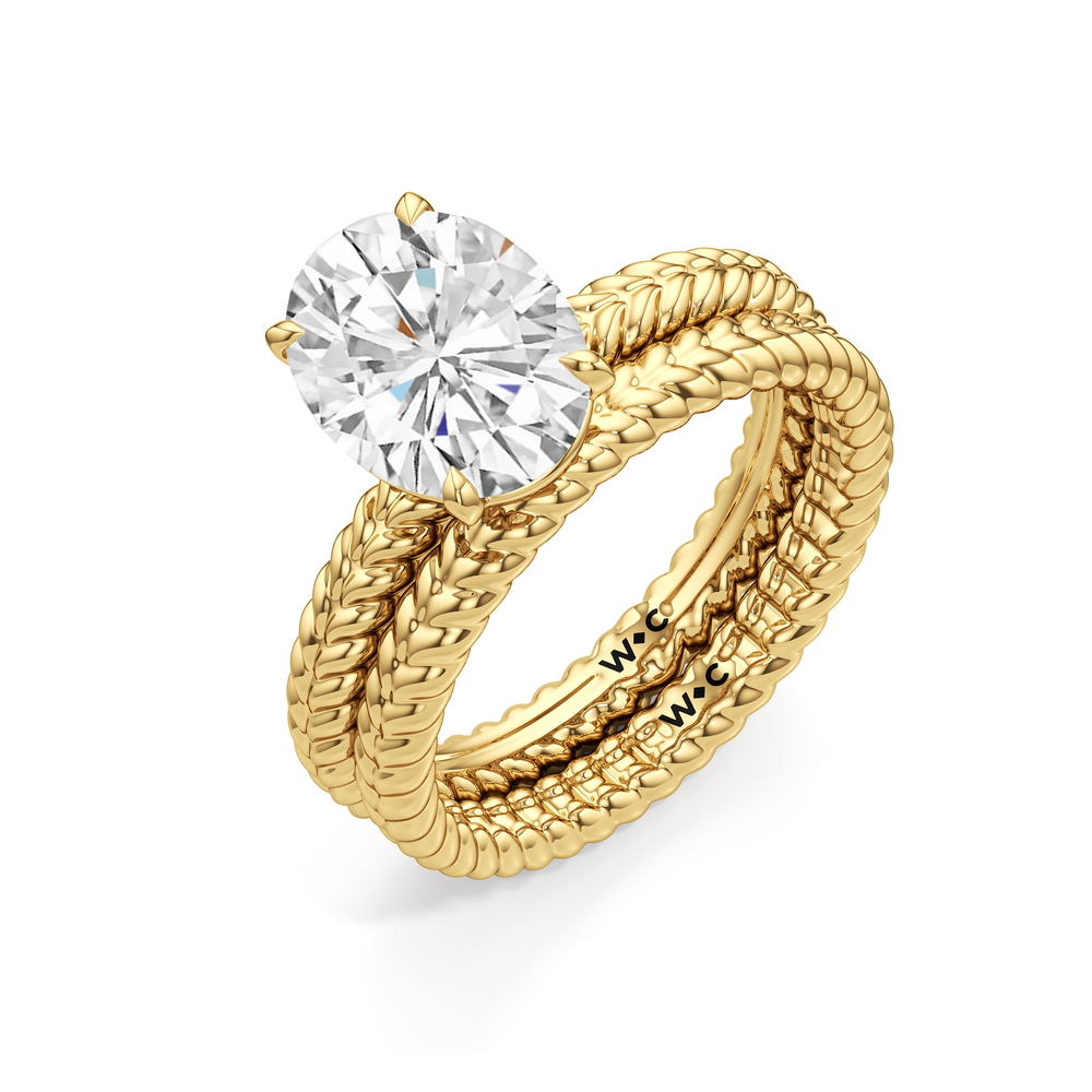 Faye Braided Wedding Band with 18KT Yellow Gold Cut Diamond in 14KT Yellow Gold view 3
