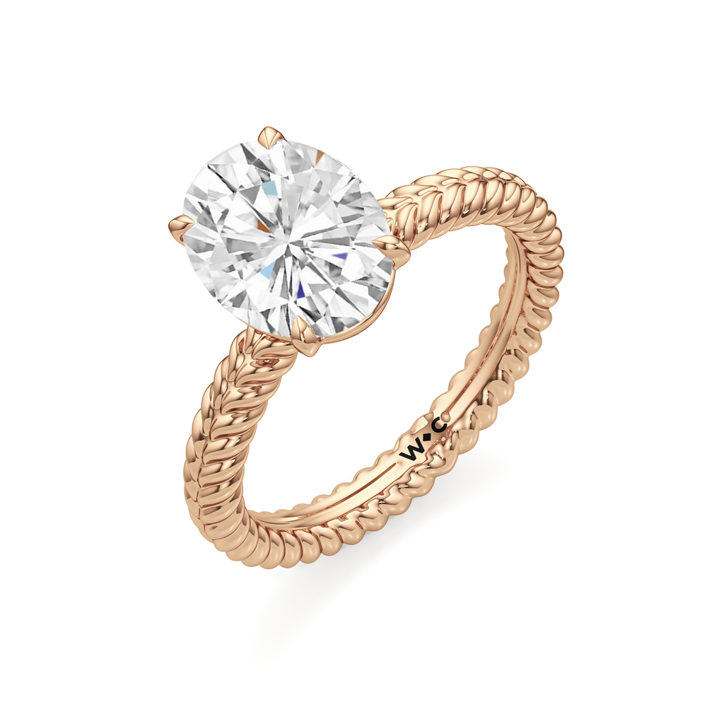 Faye Braided Engagement Ring with Oval Cut Diamond in 14KT Rose Gold view 3
