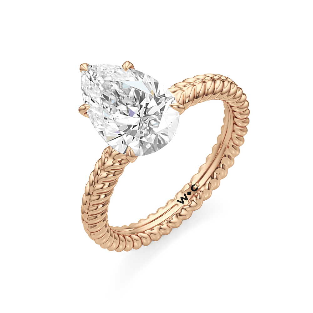 Faye Braided Engagement Ring with Pear Cut Diamond in 14KT Rose Gold view 3
