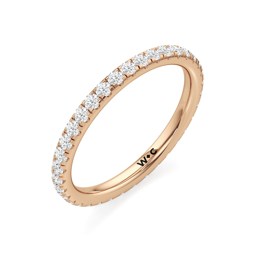 Eve Diamond Wedding Band with 18KT Rose Gold Cut Diamond in 14KT Rose Gold view 4
