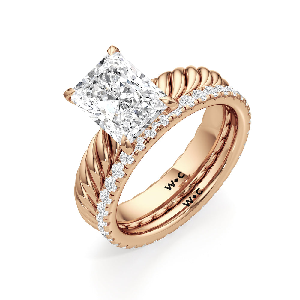 Eve Diamond Wedding Band with 18KT Rose Gold Cut Diamond in 14KT Rose Gold view 3
