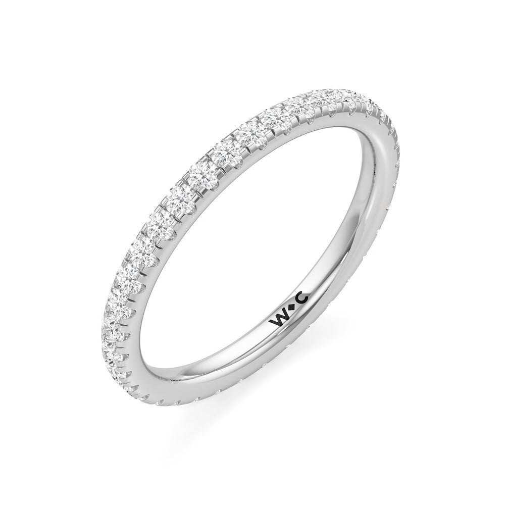 Eve Diamond Wedding Band with Platinum Cut Diamond in 14KT Platinum view 4
