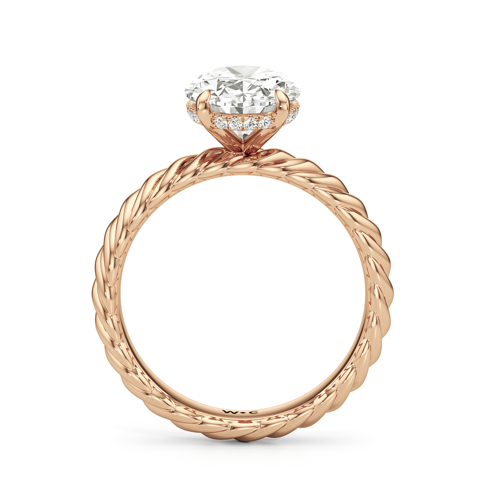 Eve Engagement Ring with Oval Cut Diamond in 14KT Rose Gold view 2
