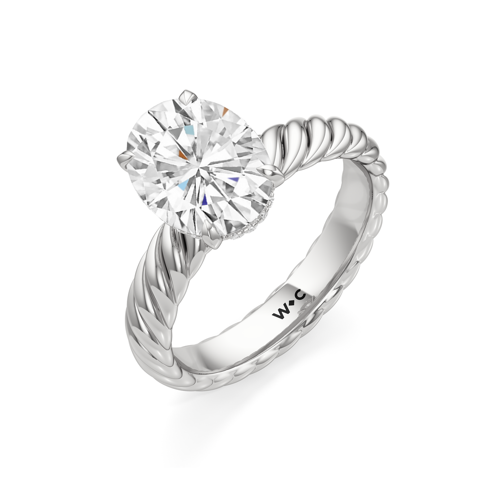 Eve Engagement Ring with Oval Cut Diamond in 14KT Platinum view 3
