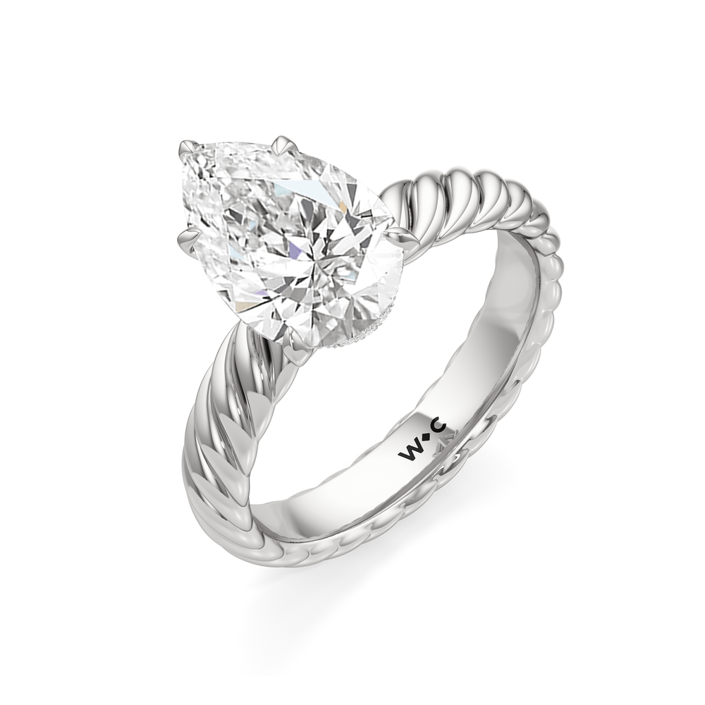 Eve Engagement Ring with Pear Cut Diamond in 14KT Platinum view 3
