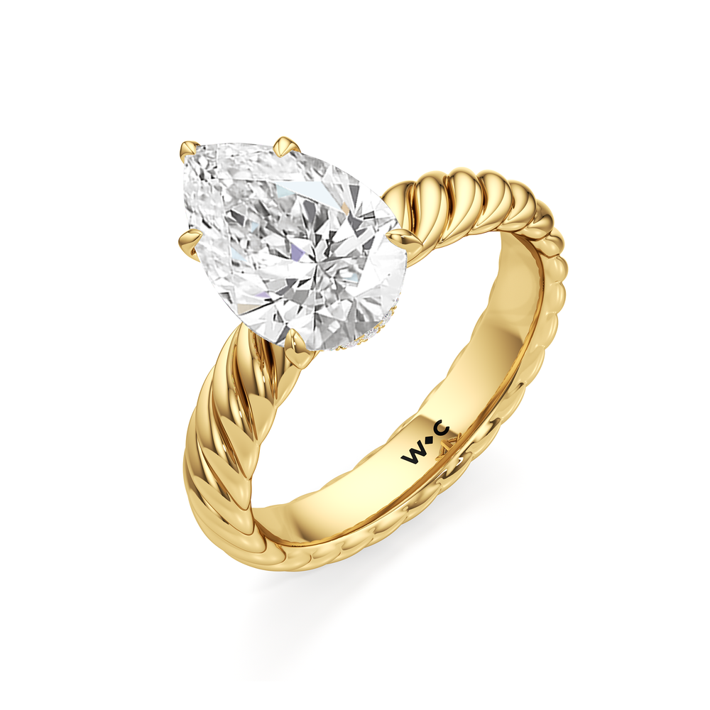 Eve Engagement Ring with Pear Cut Diamond in 14KT Yellow Gold view 3
