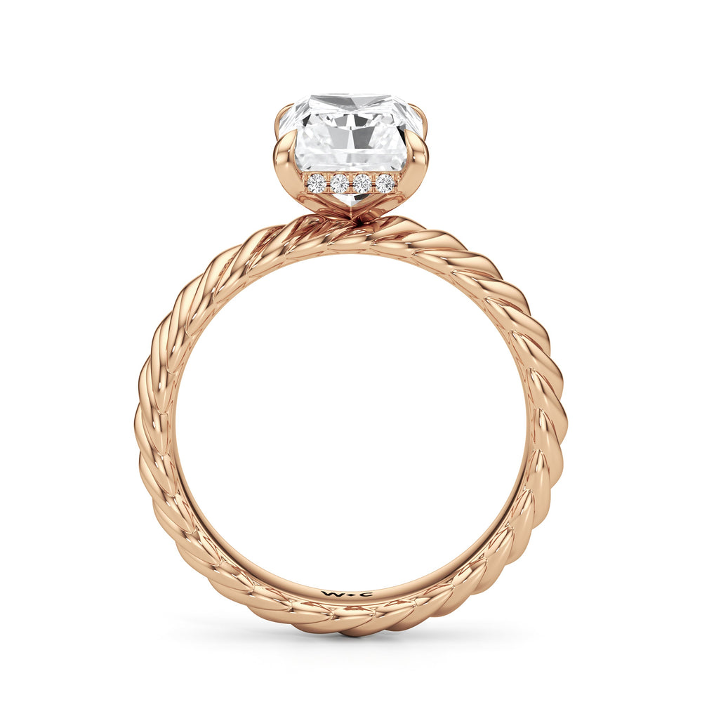 Eve Engagement Ring with Radiant Cut Diamond in 14KT Rose Gold view 2
