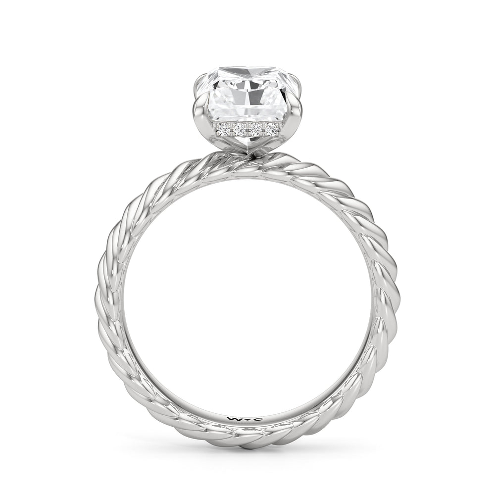 Eve Engagement Ring with Radiant Cut Diamond in 14KT Platinum view 2

