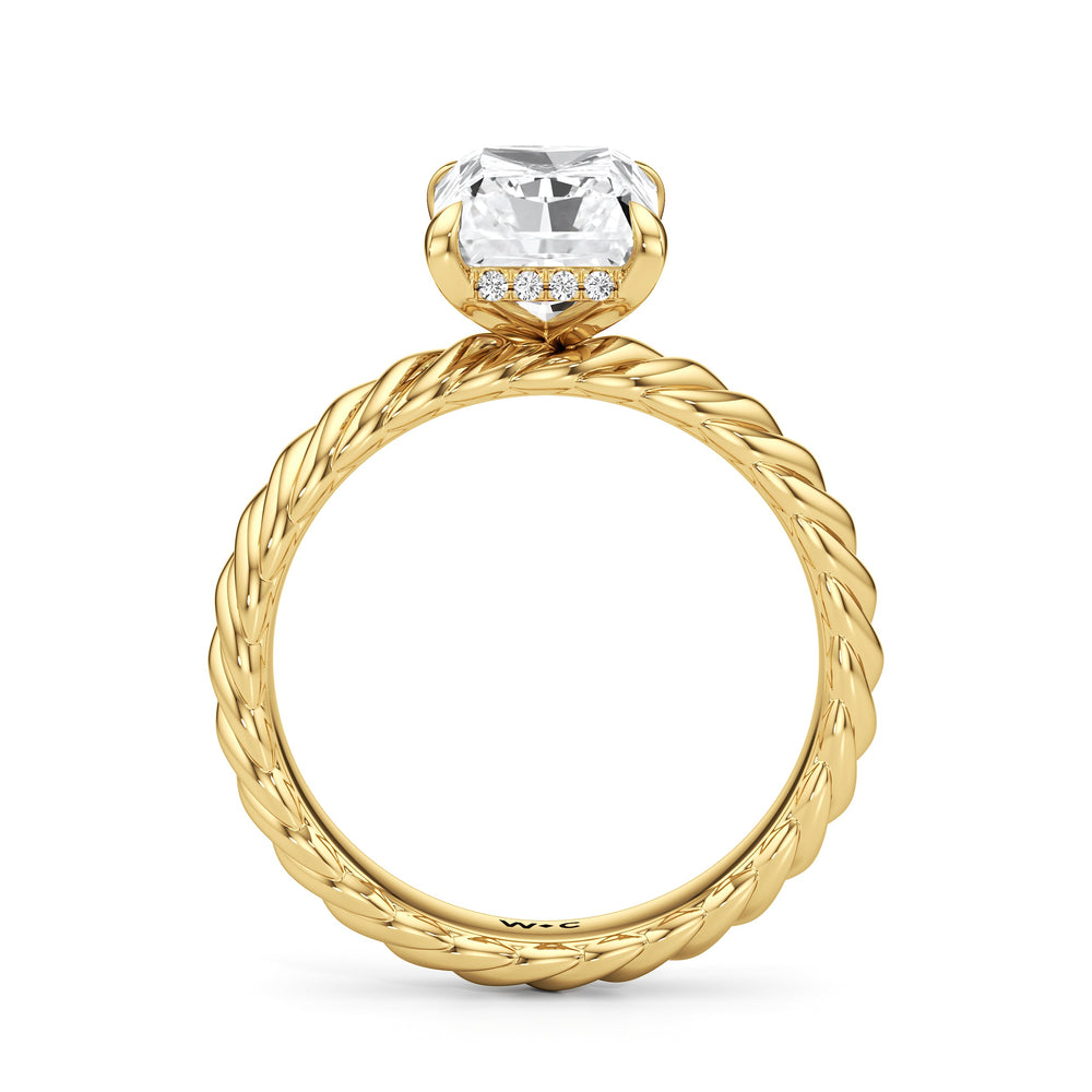 Eve Engagement Ring with Radiant Cut Diamond in 14KT Yellow Gold view 2
