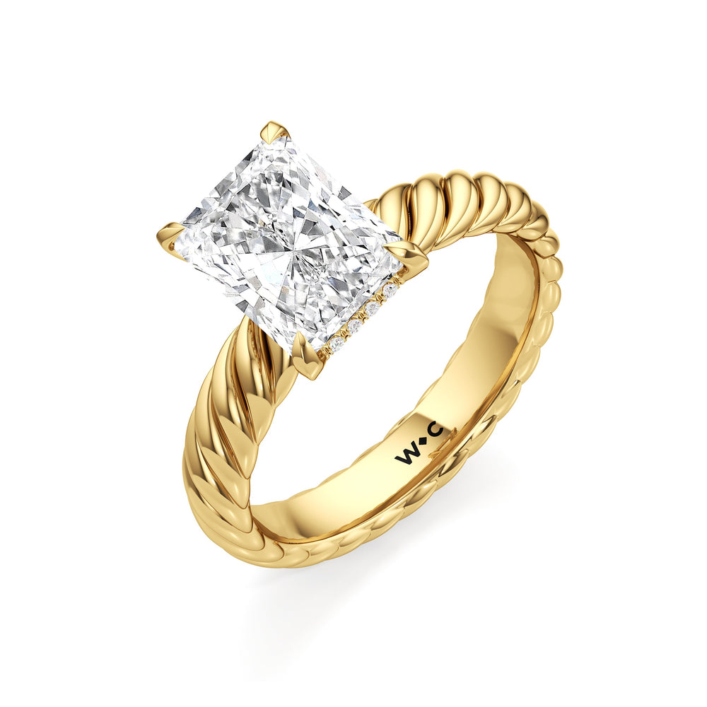 Eve Engagement Ring with Radiant Cut Diamond in 14KT Yellow Gold view 3
