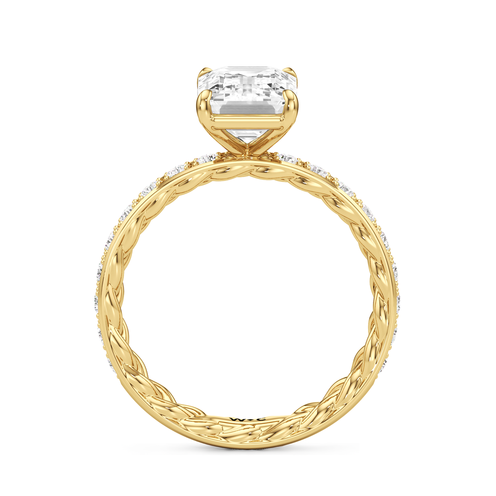 Isabel Braided Engagement Ring with Emerald Cut Diamond in 14KT Yellow Gold view 2
