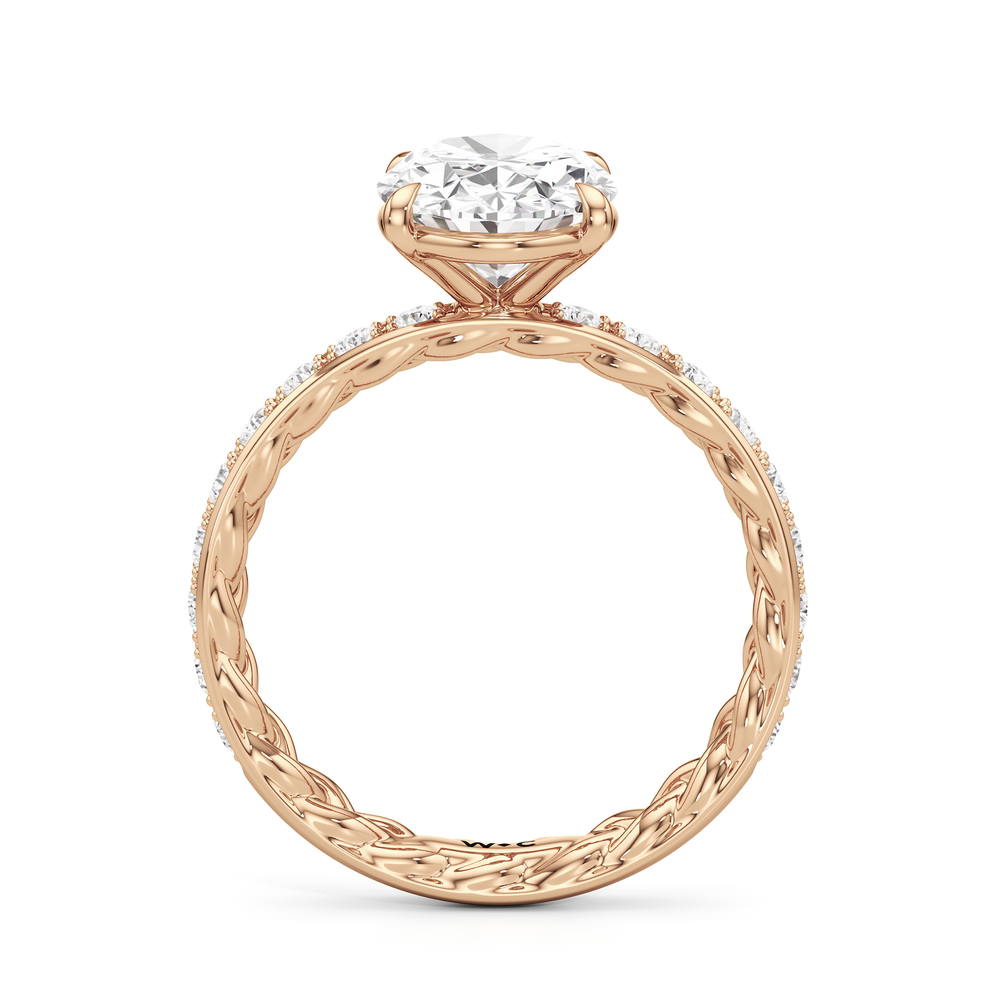 Isabel Braided Engagement Ring with Oval Cut Diamond in 14KT Rose Gold view 2
