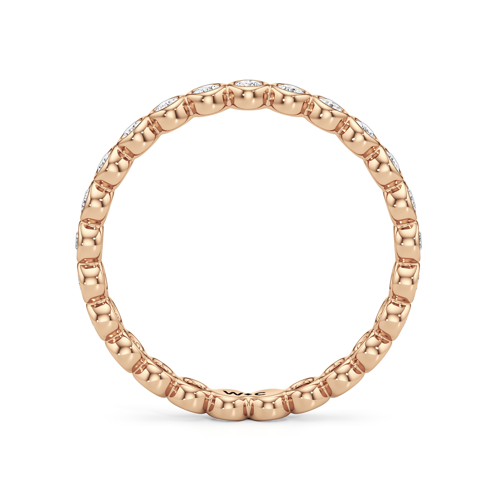 Luna Wide Diamond Wedding Band with 18KT Rose Gold Cut Diamond in 14KT Rose Gold view 2

