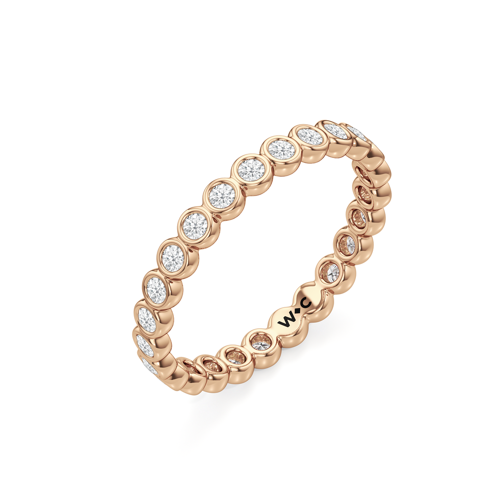 Luna Wide Diamond Wedding Band with 18KT Rose Gold Cut Diamond in 14KT Rose Gold view 4

