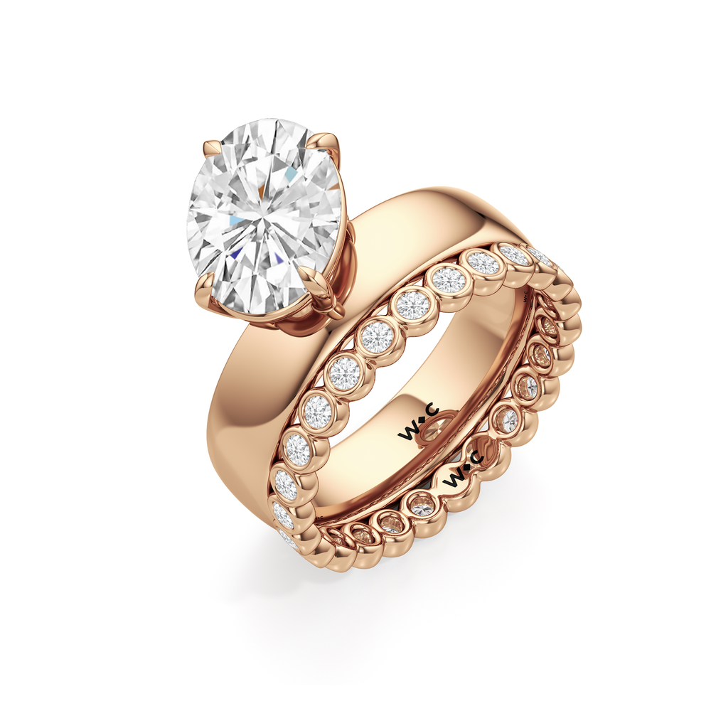 Luna Wide Band Engagement Ring with Pear Cut Diamond in 14KT Rose Gold view 4
