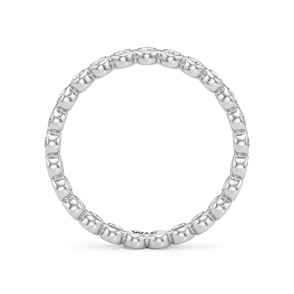 Luna Wide Diamond Wedding Band with Platinum Cut Diamond in 14KT Platinum view 2
