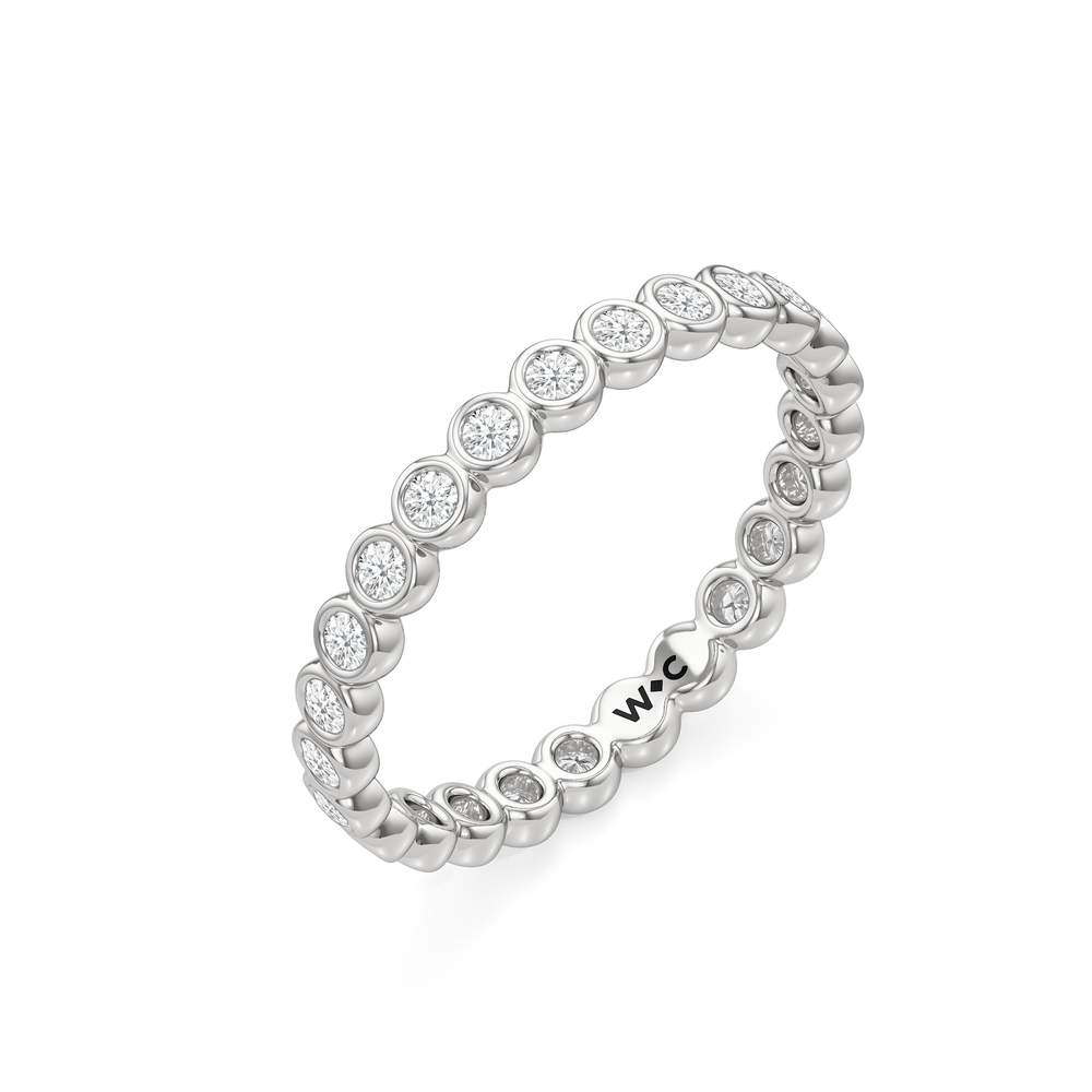 Luna Wide Diamond Wedding Band with Platinum Cut Diamond in 14KT Platinum view 4
