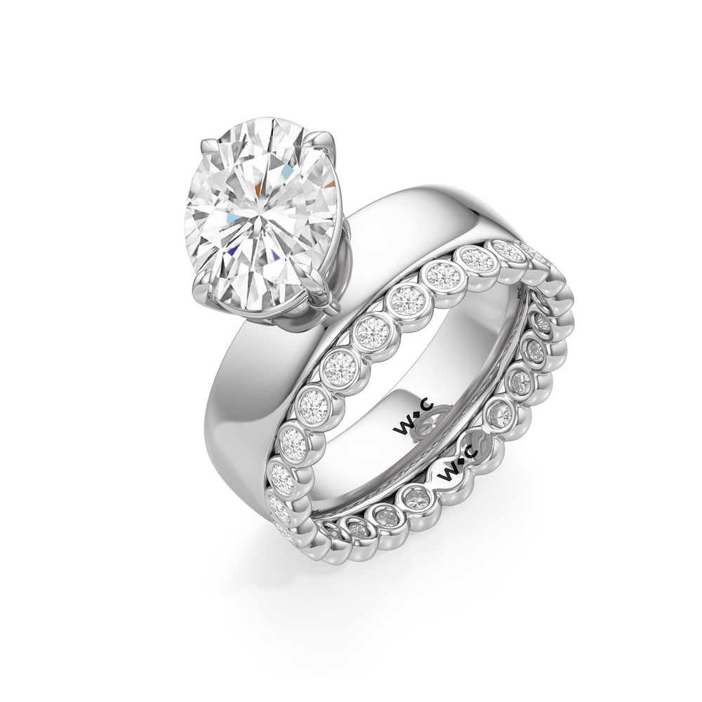 Luna Wide Band Engagement Ring with Oval Cut Diamond in 14KT Platinum view 4
