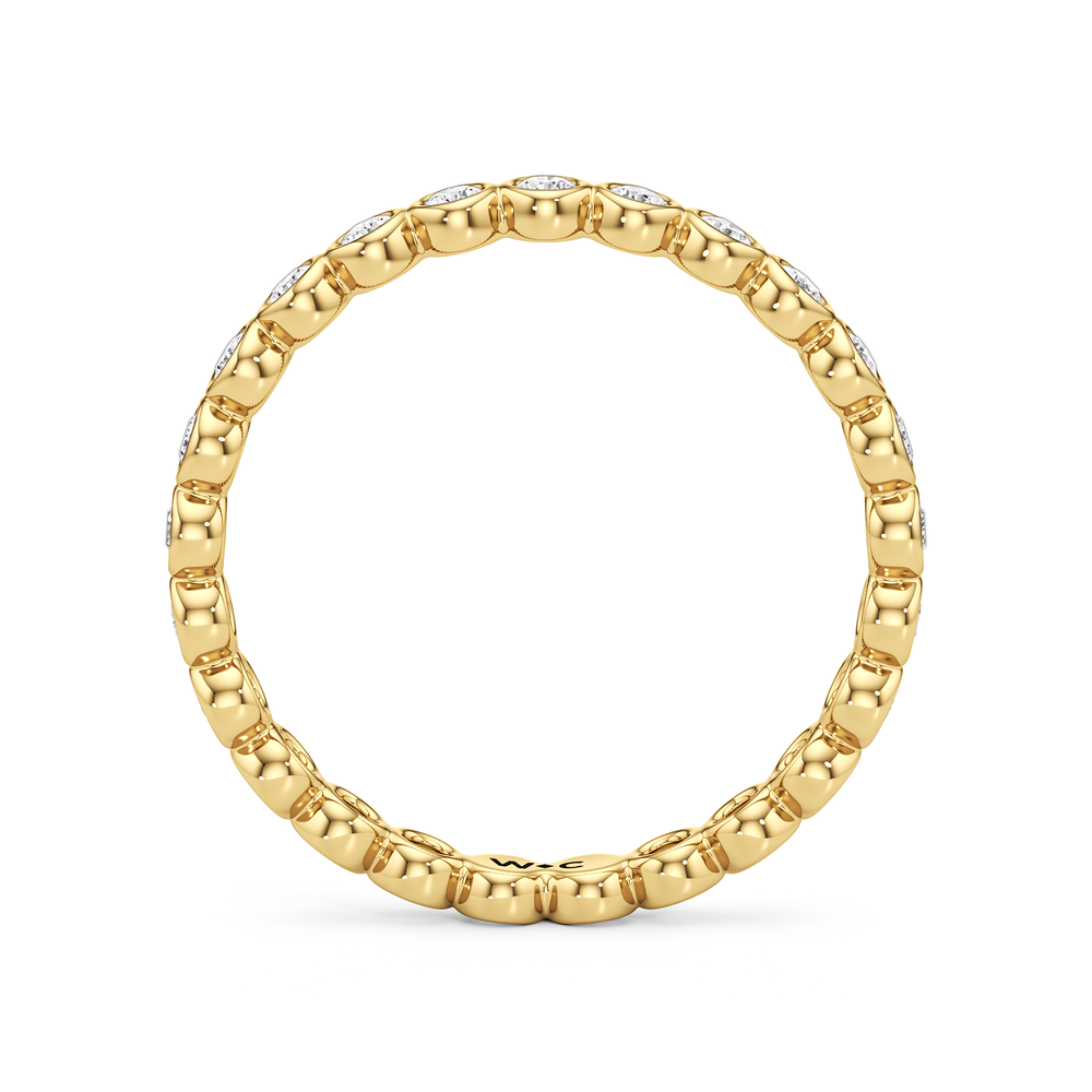 Luna Wide Diamond Wedding Band with 18KT Yellow Gold Cut Diamond in 14KT Yellow Gold view 2
